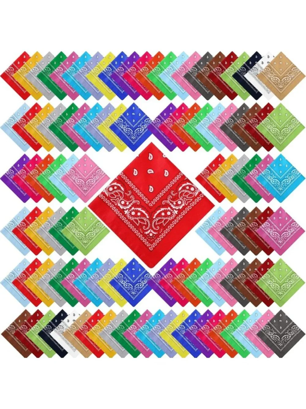 150 Pcs Colorful Paisley Bandanas - Unisex Head Wraps, Cowboy Scarves